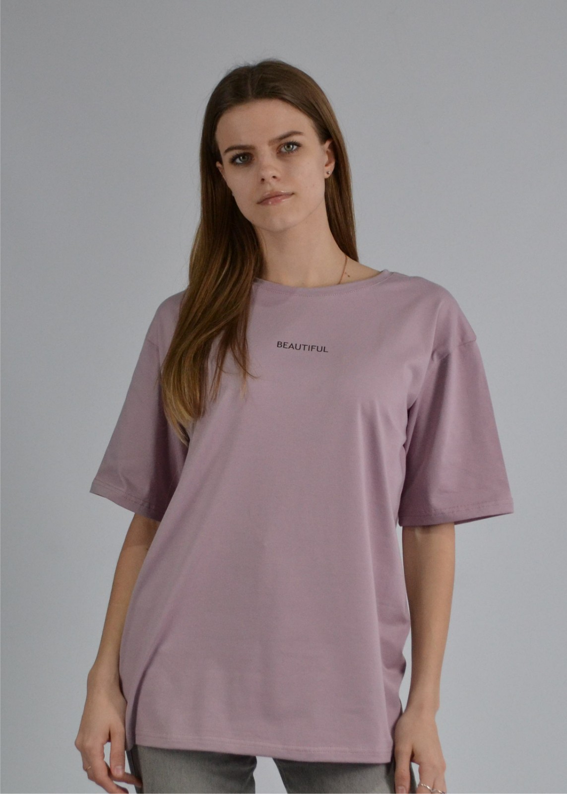 Футболка жіноча оверсайз з принтом beautiful S-XL